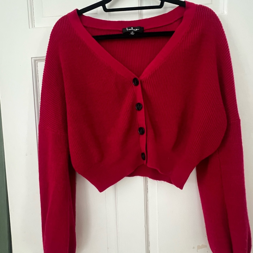 Lulu's Vibrant Red Cardigan Sweater